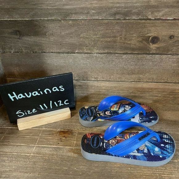 Kids Childrens Havaianas DC Comics Justice League‎ Sandals Flip Flops Size 11 12 - Picture 1 of 6